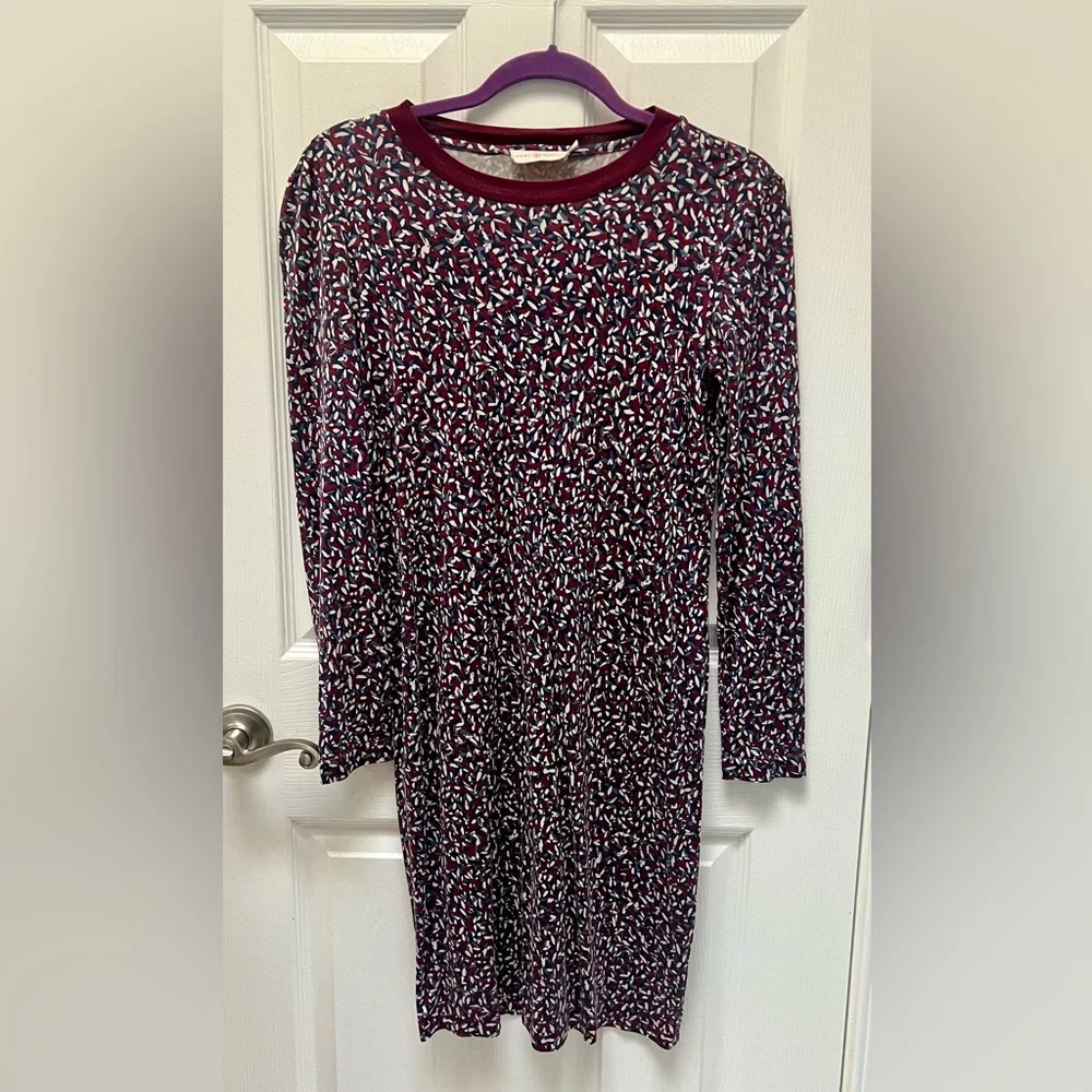Tory Burch Silk Dress Multicolor Patterned Long Sleeve Midi Size Small Petite